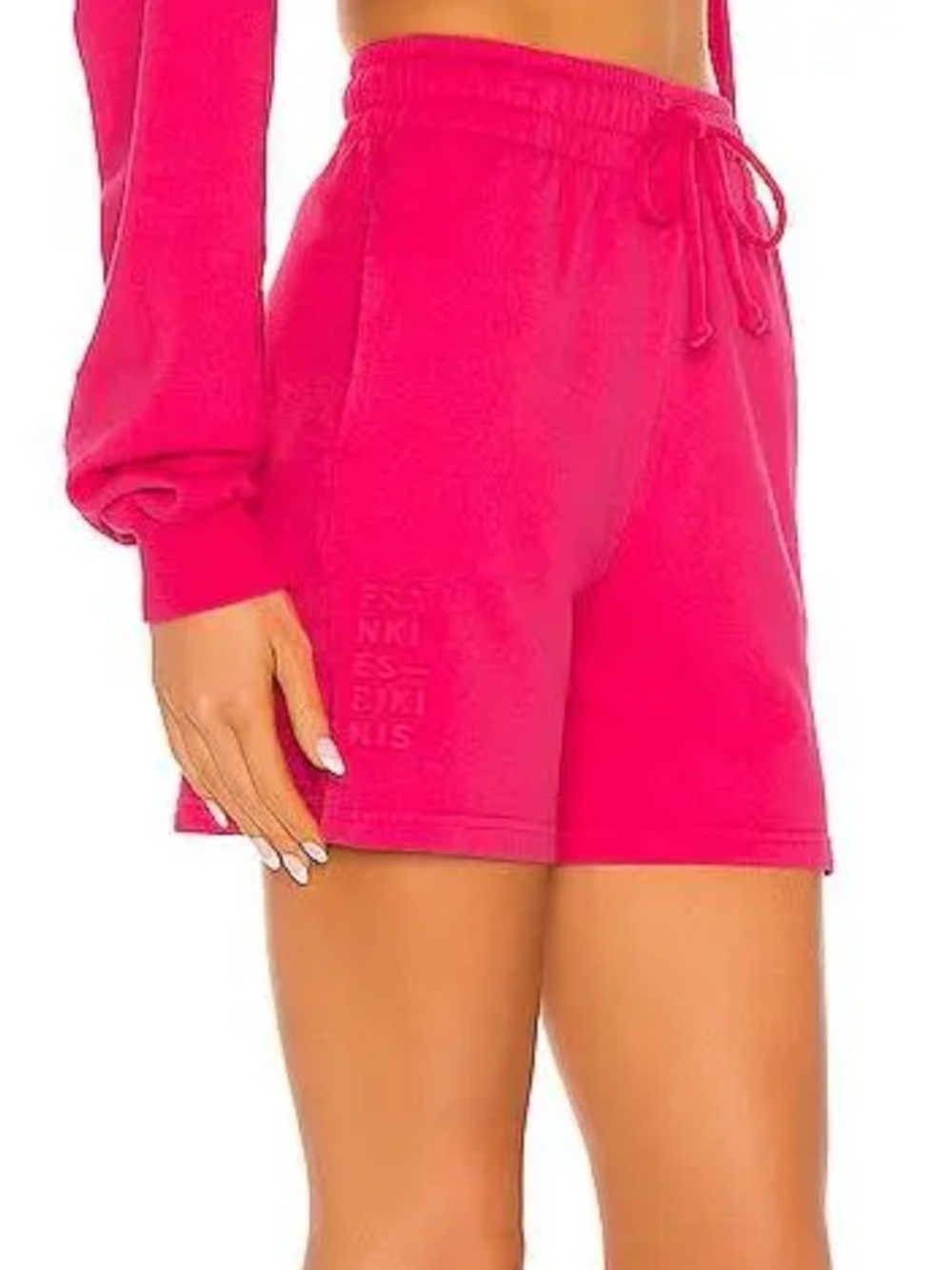Frankie's Bikinis Hot Pink Burl Drawstring Sweat Shorts- size M